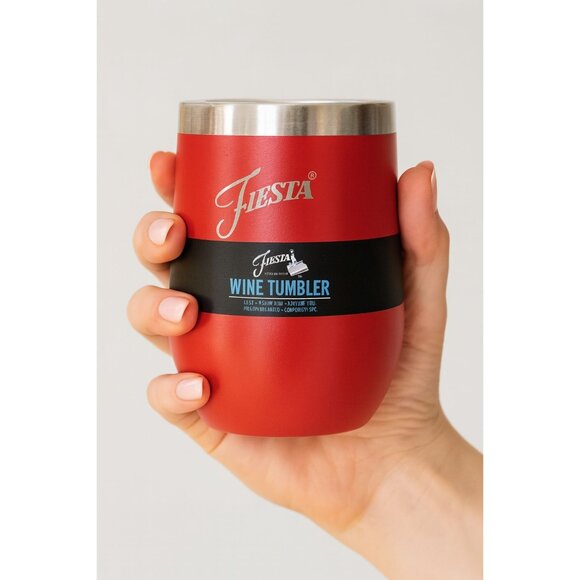 Fiestaware Fiesta 15 oz WINE Tumbler Travel Cup Mug SCARET RED